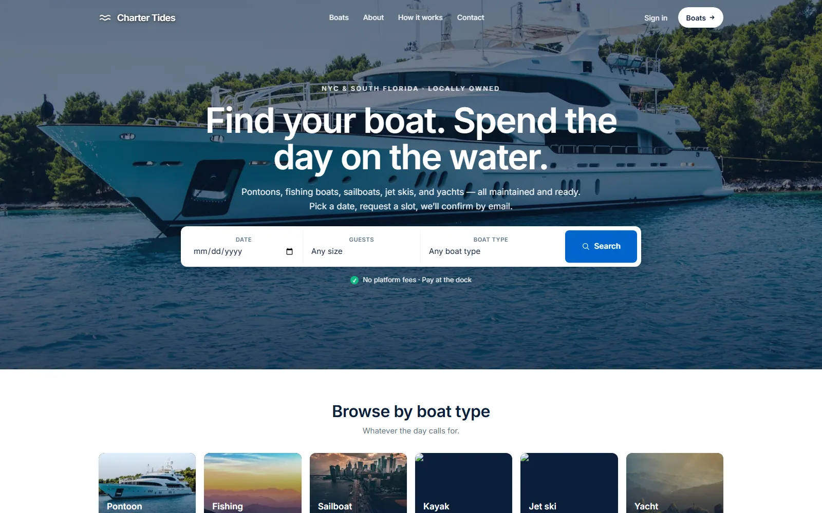 Charter Tides homepage preview