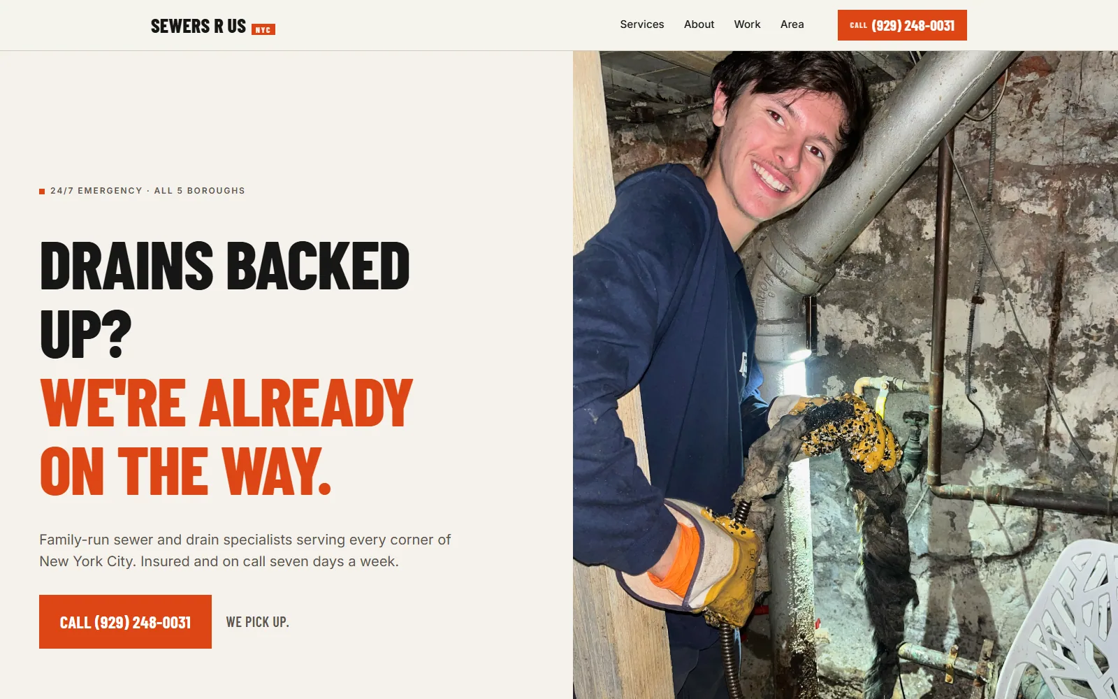 Sewers R Us NYC homepage preview